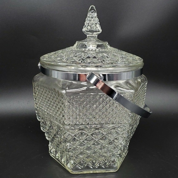 Anchor Hocking Barware Wexford Ice Bucket w Lid & Tongs - Picture 5 of 9
